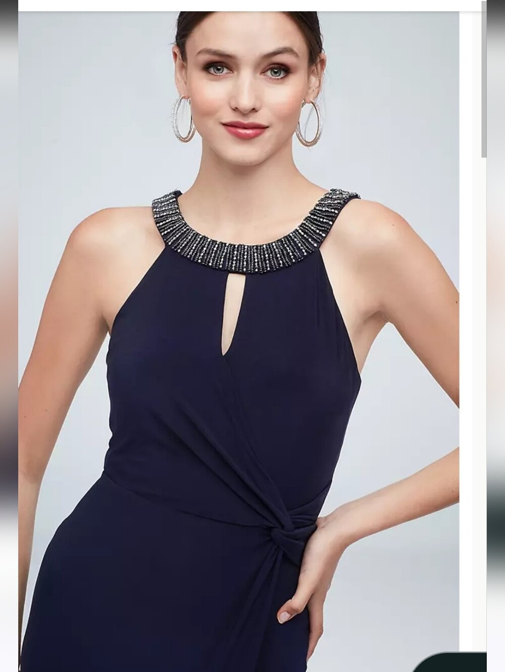 Neiman Marcus beaded neck marina midnight navy maxi cocktail dress stunning 💙💙